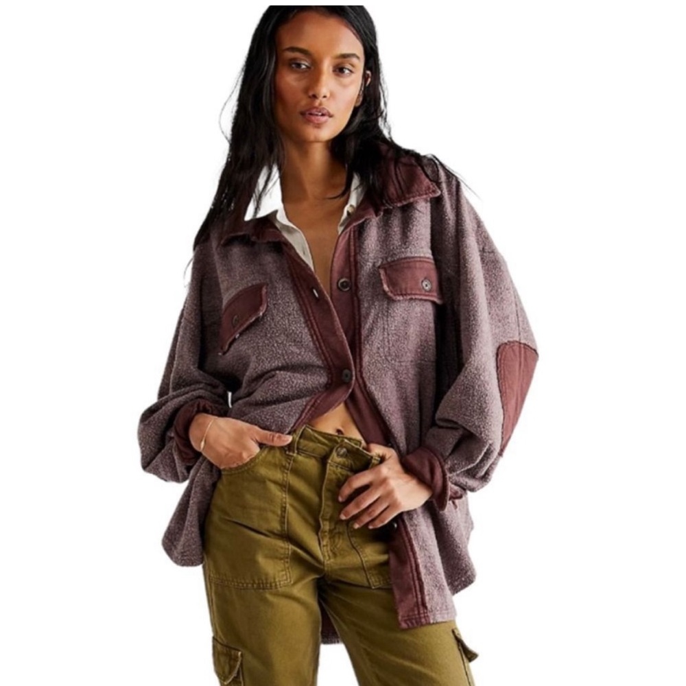 Free People Oversized Maroon Ruby Jacket
